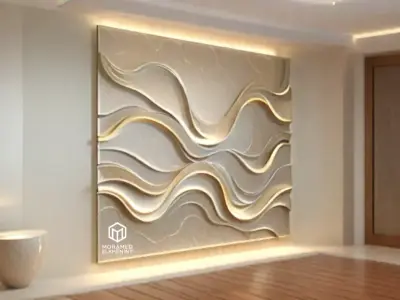 modern panel wall decor set wall relief mural CNC 83  3D model