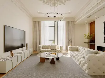 Luxury living room dining room interior scenes 27 3D model