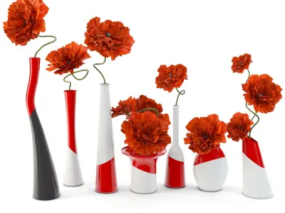 Poppies Low-poly 3D model