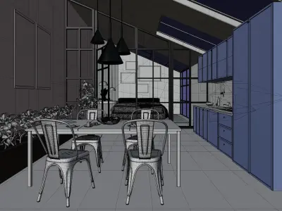 Loft Interior Scene In Native Blend File by VIZFROMBLENDER 3D model