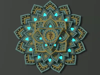 Mandala with glow 3D model