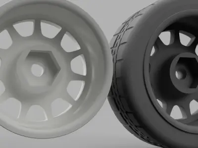 12MM HEX RC Wheels Work Emotion RS 11 with and without tires 3D print model