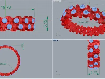 Band stone ring 33 3D print model