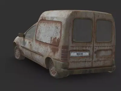 Abandoned Car - Ford Courier Van Low-poly 3D model