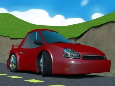 Rigged low poly cartoon sport car Low-poly 3D model