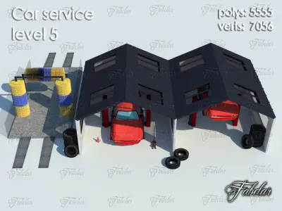 Car service level Low-poly 3D model