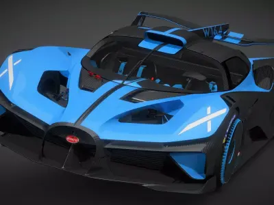 bugatti bolide black and blue colour 3D model
