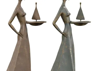 Balance of Life Abstract Female with Sailboat Low-poly 3D model