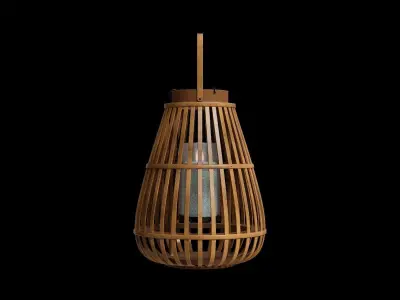 Large Slatted Wood Floor Lantern 3D model