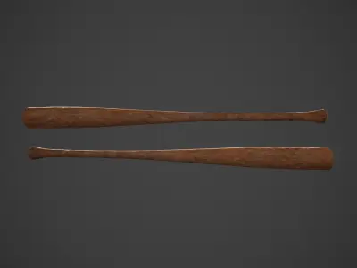 baseball bat Low-poly 3D model 10