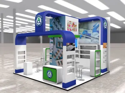 Exhibition Stand Booth stall 6x6m Height 500cm 3 Sides Open 3D model
