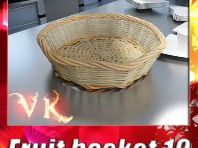 Wicker Fruit or Bread Basket 3D model