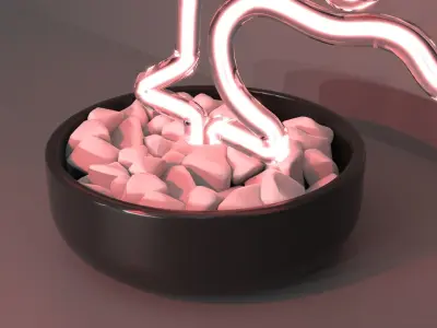 Bonsai 3 - Neon Sign in a Pot 3D model