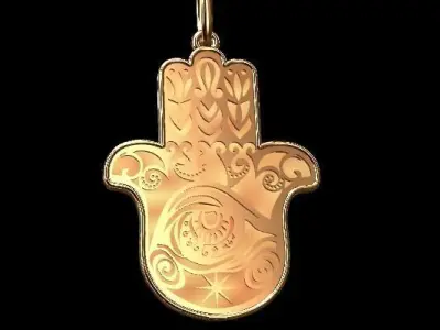 pendant hamsa in gold 3D model