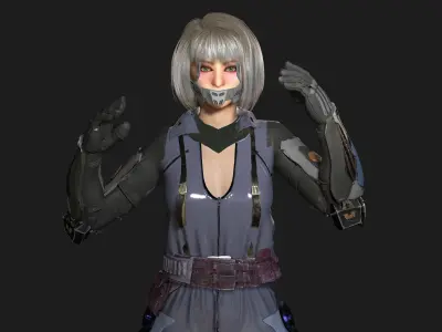 3D Cyborg Futuristic Girl 03 -Realistic Human Character Rigged Low-poly 3D model