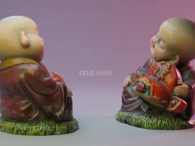 Buddha ceramic interior decoration - PBR - Cycles Renderer 3D model