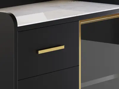 Modern Glass Door Wood Sideboard  3D model