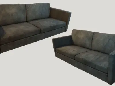 Old Dirty Couches PBR Low-poly 3D model
