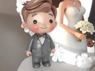 Cute Wedding Frame 3D Model STL for Decoration Gift 3D print model