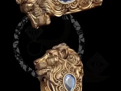 Royal Lion Ring 3D print model