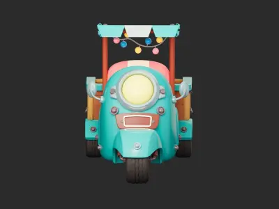 Cartoon tricycle Low-poly 3D model Low-poly 3D model