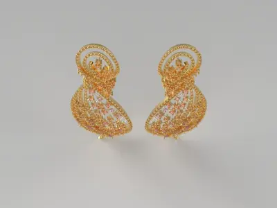  Leaf Diamond Earring  3D print model