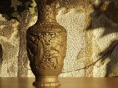 Photorealistic Asian Bronze Vase Low-poly 3D model