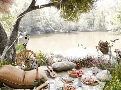 Spring Picnic Blender Scene 3D model