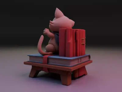 cat book decoration 3D print model
