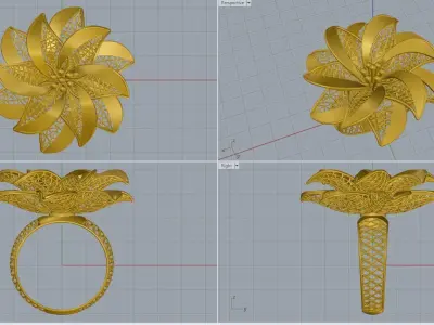 woman ring 3D print model 4
