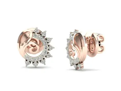 Earrings-6889 pair of rose gold earrings with diamonds 3D print model