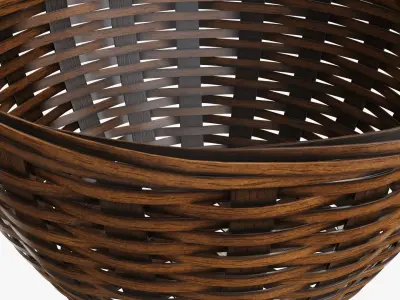 Wicker basket bowl with clipping path dark brown 3D model