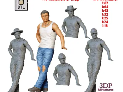 N6 a man leaning on a car 3D print model