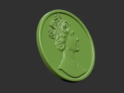 Elizabeth coin with face of queen 3D print model