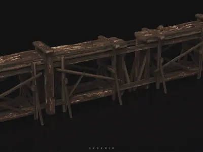 Wooden Barrier  Low-poly 3D model