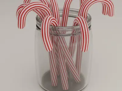 Candy canes Low-poly 3D model