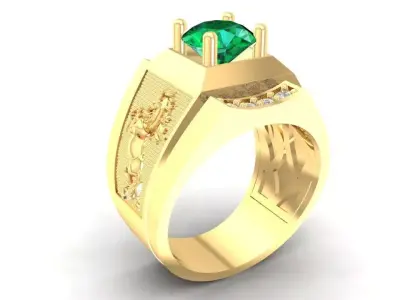 Luxury Horse Engraved Men Diamond Ring 3097 3D print model