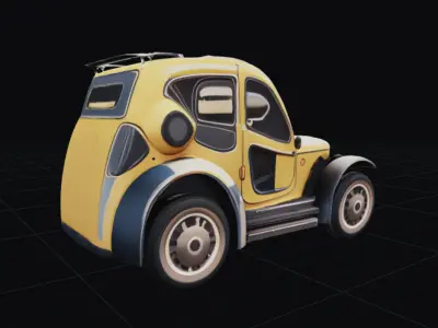 Cool Yellow Car Low-poly 3D model