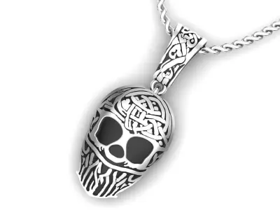 Skeleton Face Mask Gold Pendant 3D print model