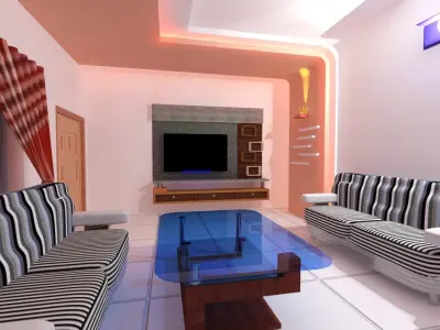 Interior room decoration design and furniture 3D model