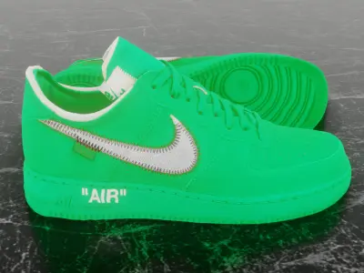 NIKE AIR FORCE 1 LOW OFF WHITE BROOKLYN 3D SHOES Low-poly 3D model