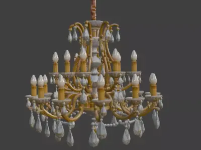 Elegant Vintage Crystal Chandelier 3D Model 3D model