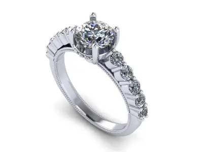 Five Stone Engagement Ring 3D model