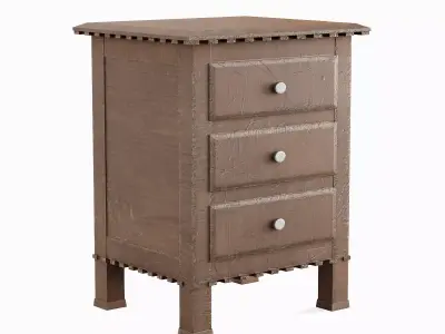 Old Wooden Dresser Set Low-poly 3D model