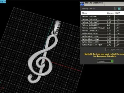 Violin key music note Musical Clef pendant model 998 3D print model