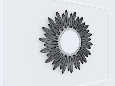 Decorative Metal Mirror 2 plants with gold m9 3D model