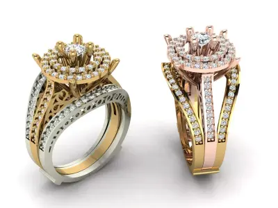 Two piece solitaire ring 3D print model