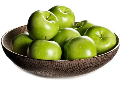 Hammered Bowl with Green Apples 3D model