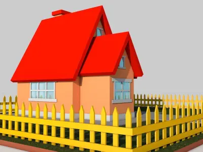 Cartoon House Low-poly 3D model