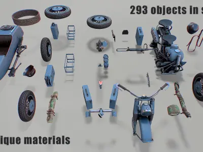 Military motorcycle Low-poly 3D model